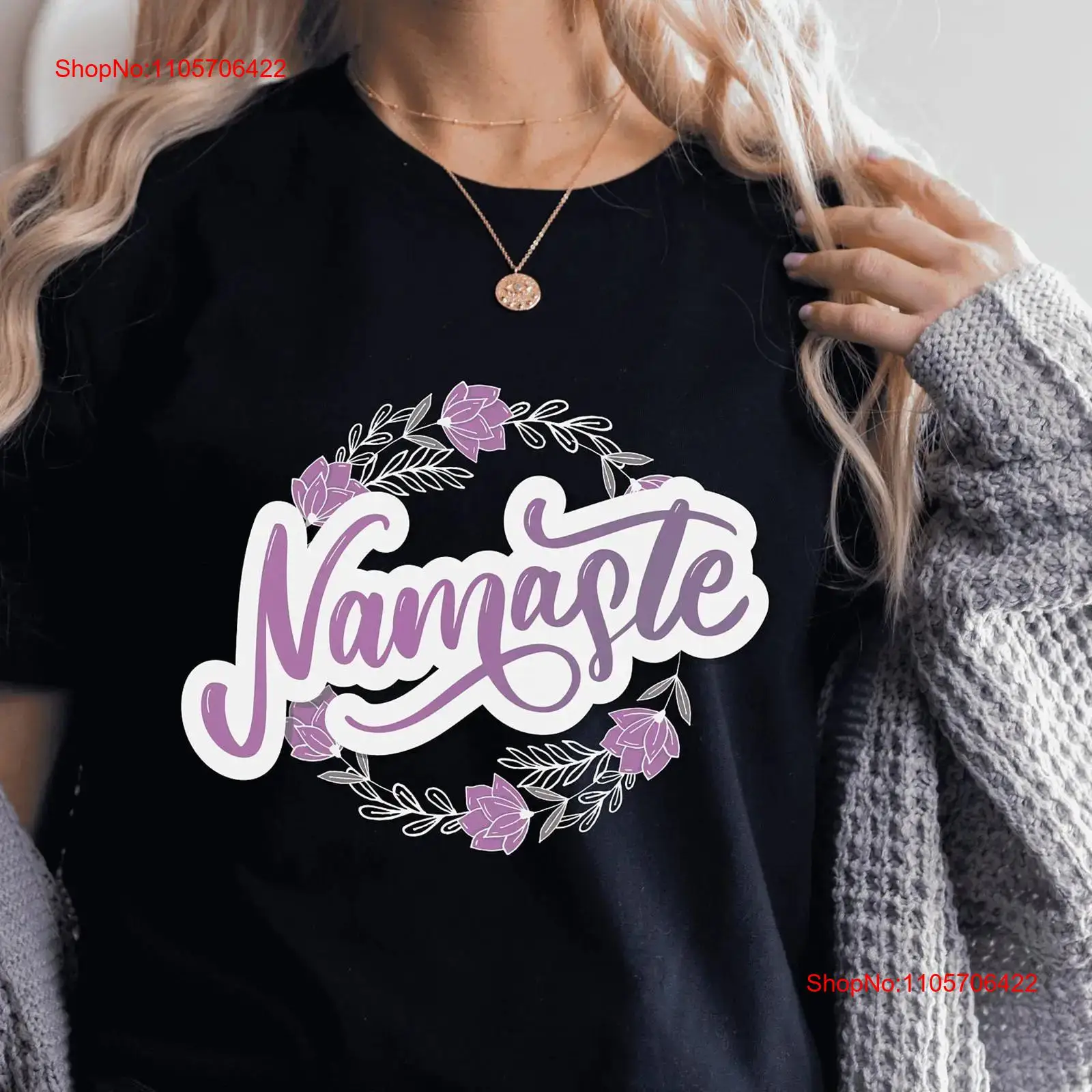 Yoga Fitness Teacher - T-shirt violet Namaste pour enseignants de