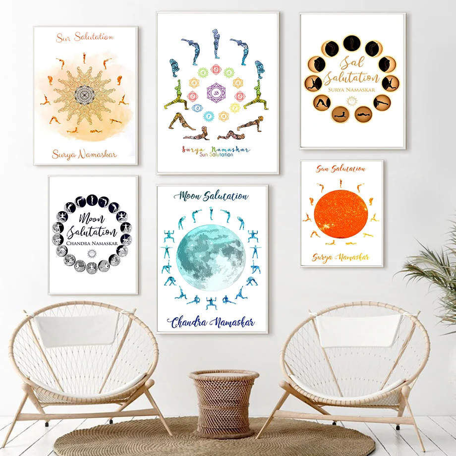 Yoga Fitness Images - Peinture sur toile murale avec pose