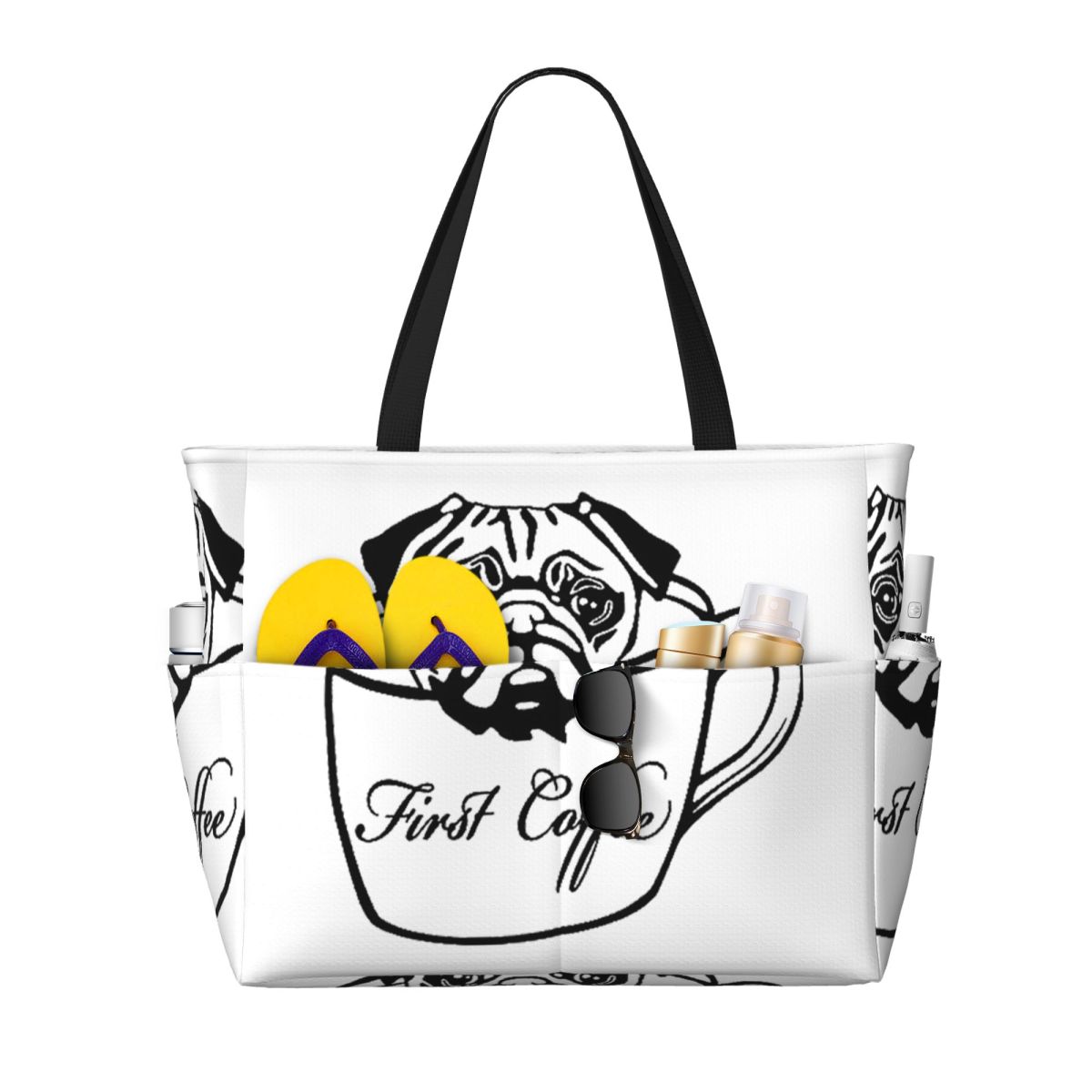 Pug First Coffee Beach Tote Ba - Yoga Fitness First avis et prix