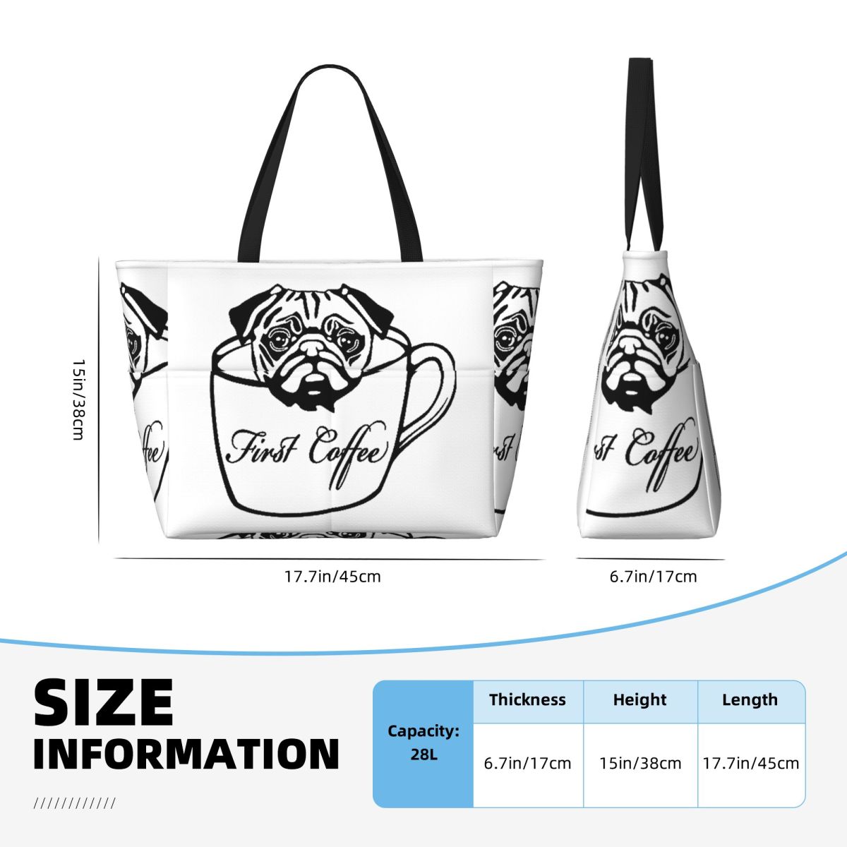 Pug First Coffee Beach Tote Ba - Yoga Fitness First avis et prix